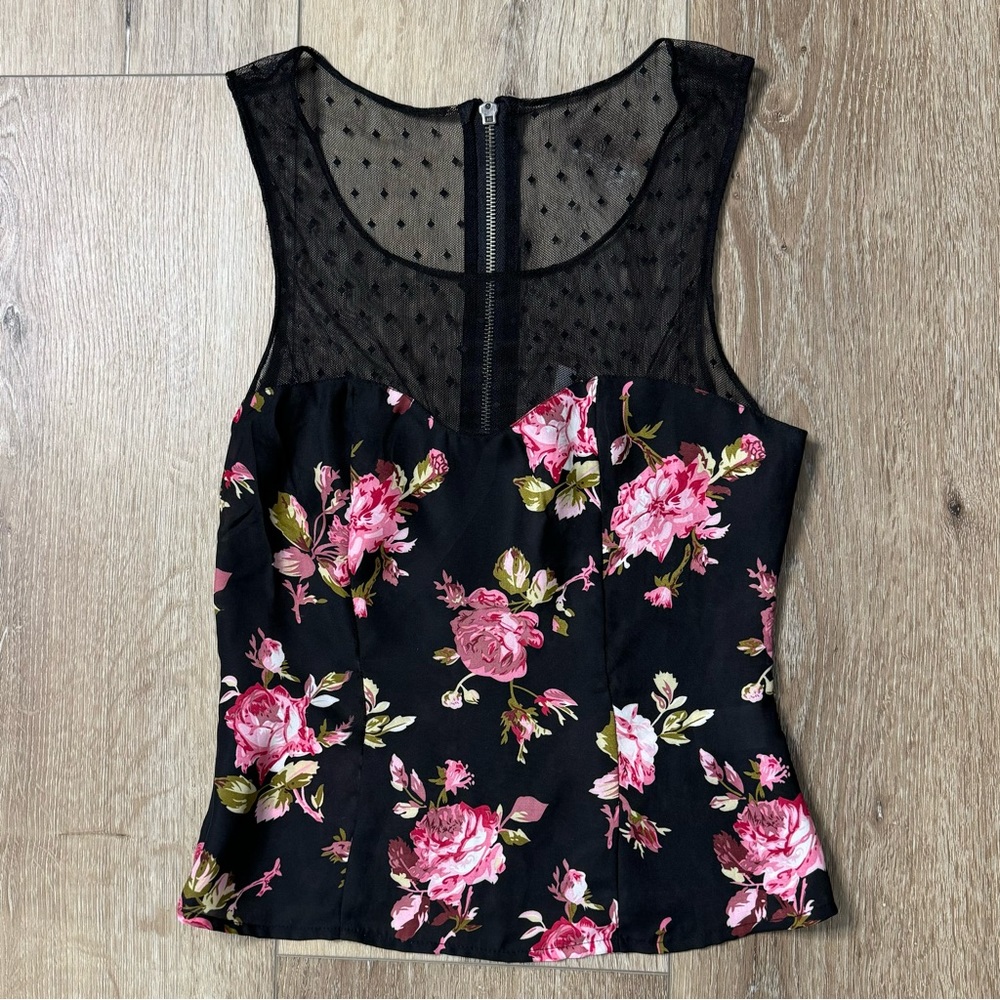 Like New REFORMED Black Floral Top Sleeveless Women’s XS